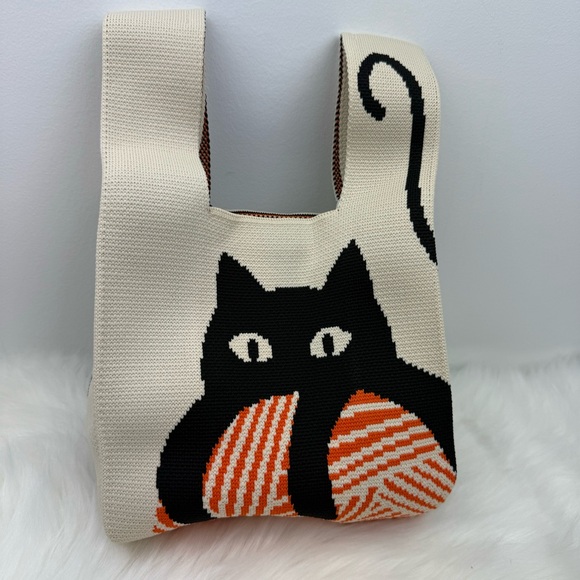 NWT Black Cat Compact Stylish Essentials Handheld Bag - Picture 5 of 7